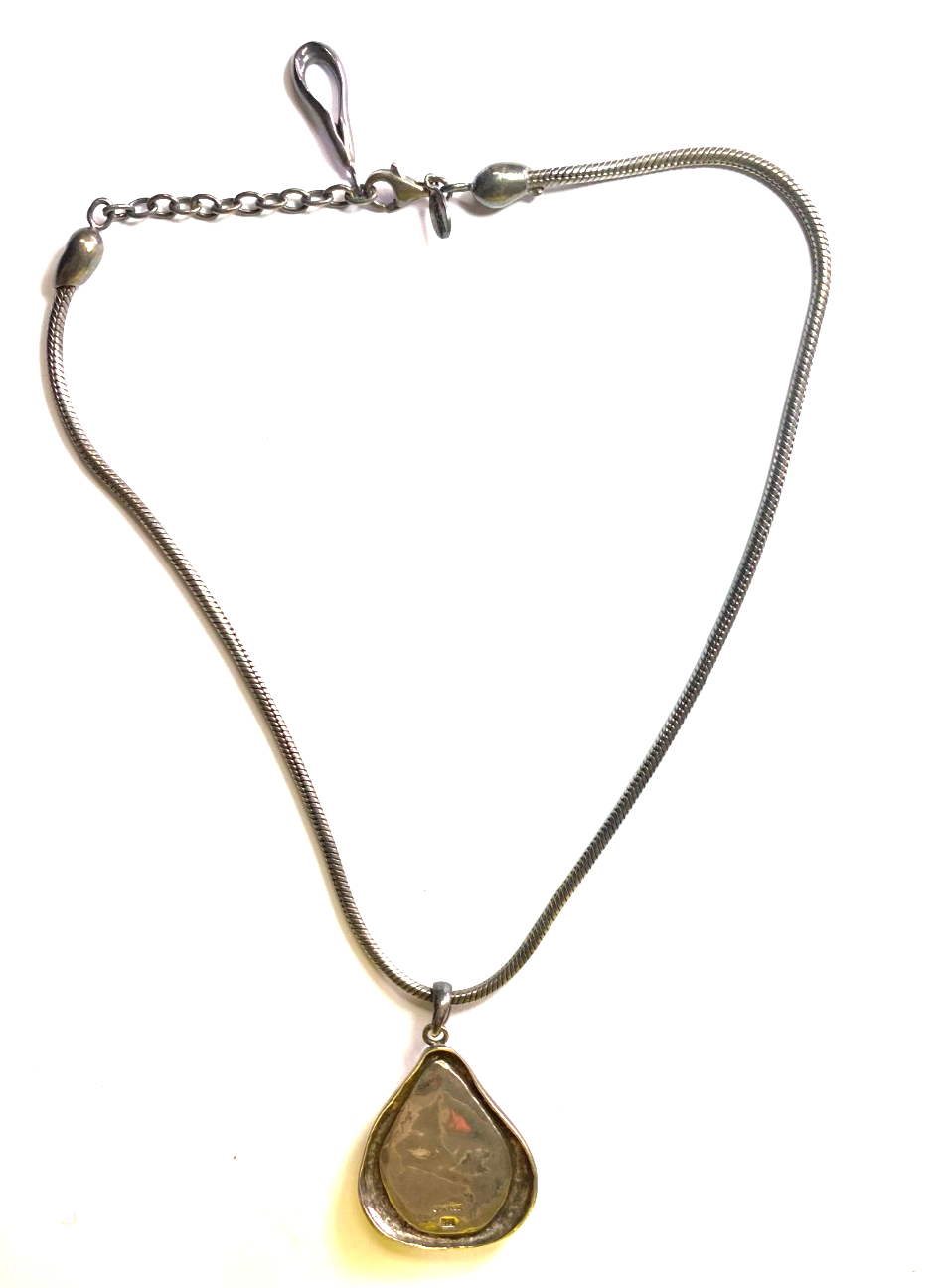 Sterling Barse Black Onyx Teardrop Quartz 54mm x 35mm Pendant 19" 3mm Necklace - Image 2