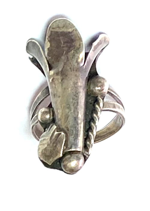 Sterling Silver Squash Blossom Ring 27mm Size 6 - Image 4