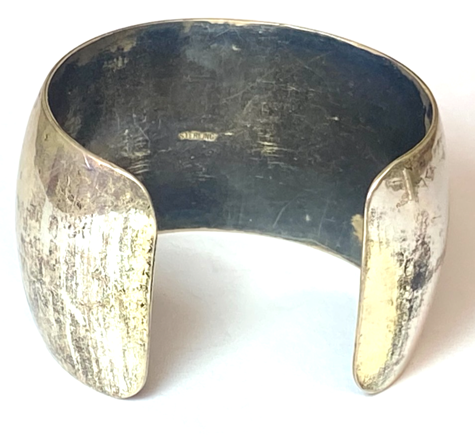 Sterling Silver Plain Cuff 37mm Wide Bracelet 6" Wrist - Image 3