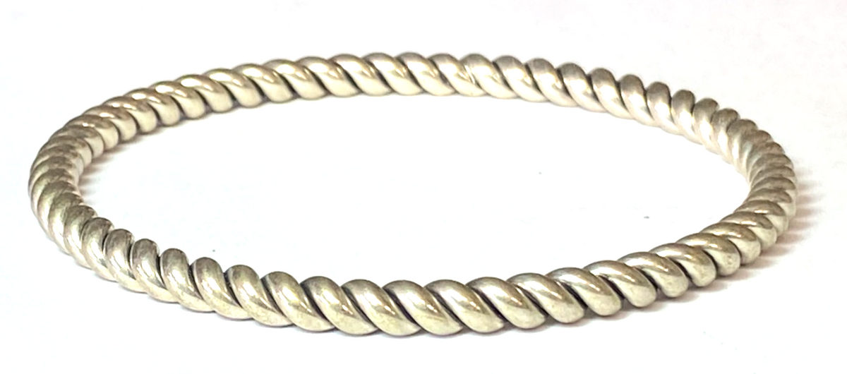 Sterling Silver Silpada Twisted Rope Bar Medium Bangle 5mm Bracelet B1614 - Image 4