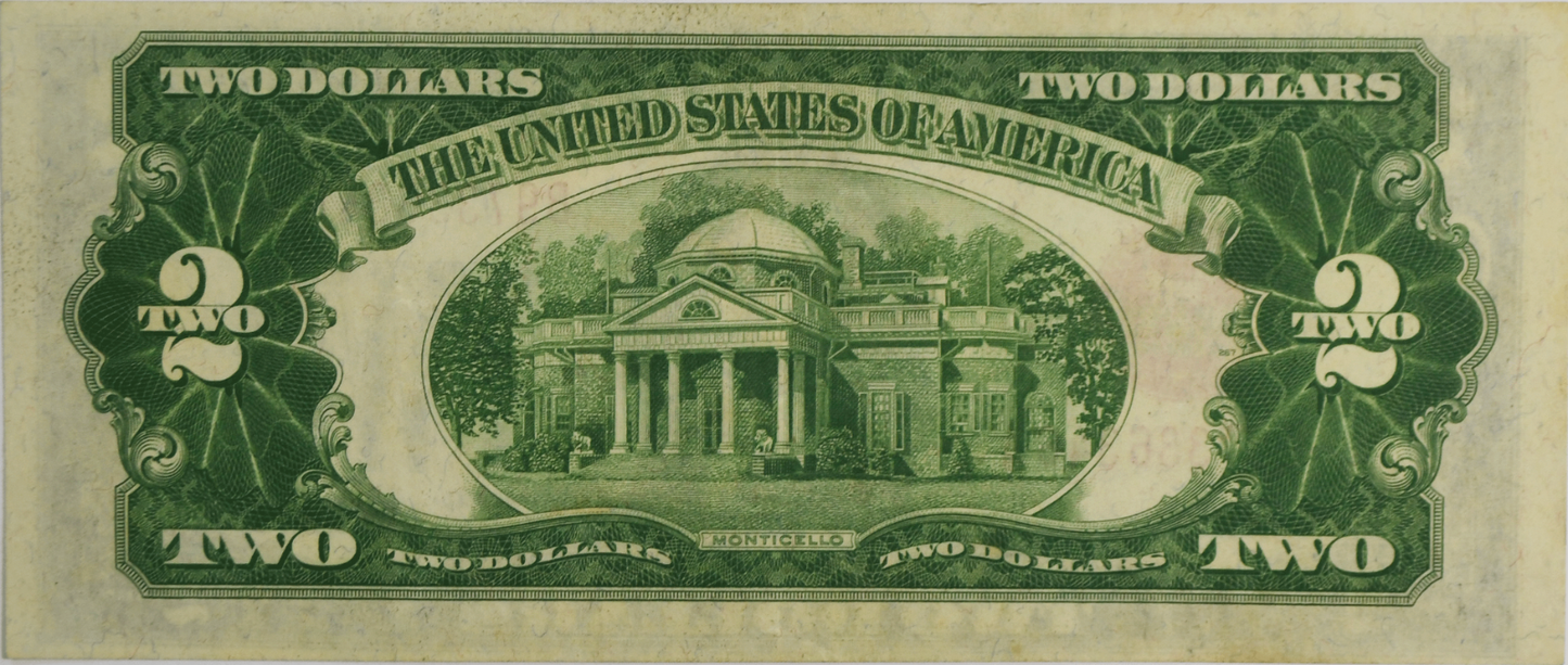 1928 D $2 Two Dollars Legal Tender Red Seal Note Mule B97336346A