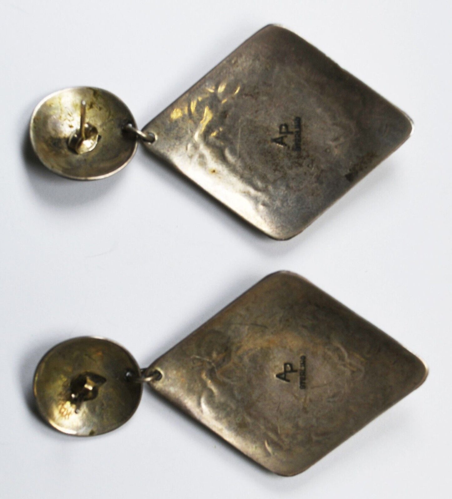 Sterling Silver Arthur Platero Malachite Concho Earrings 67mm x 35mm