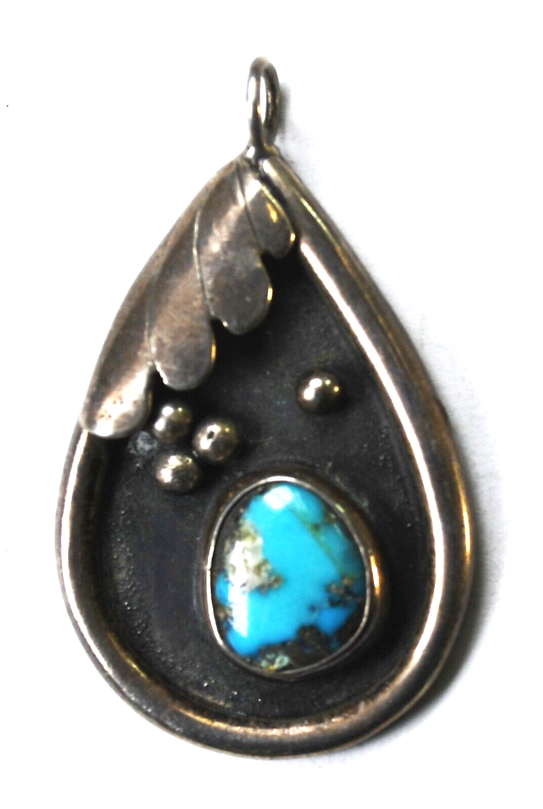 Sterling Silver Turquoise Teardrop Pendant 41mm Pendant