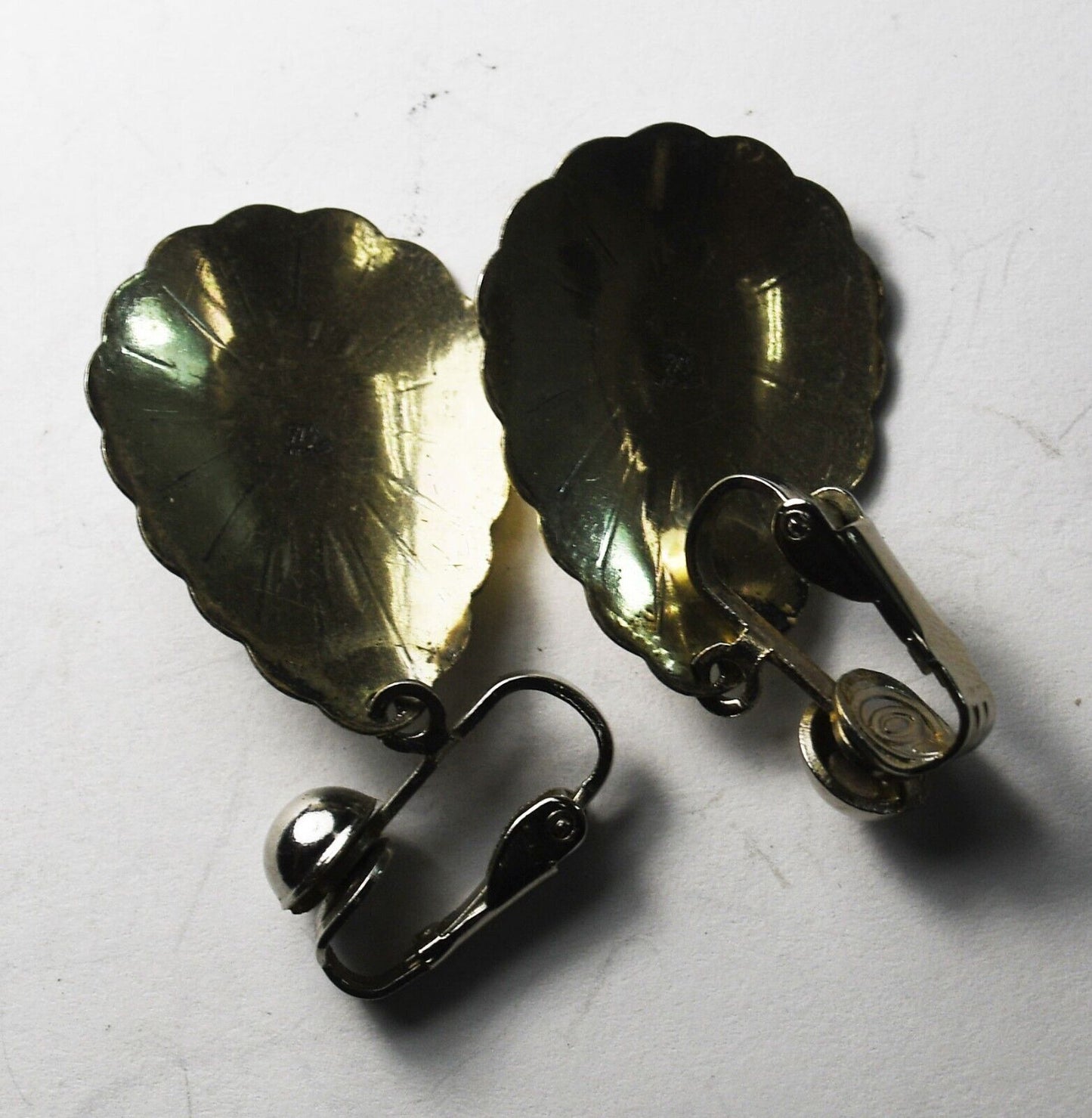 Sterling Silver Wheeler Turquoise Teardrop Concho Clip On Earrings 39mm x 20mm