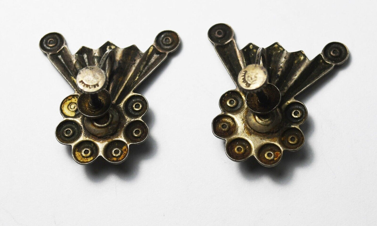 Sterling Silver Prize Ribbon Vintage Screw Clip On Earrings 24mm x 15mm
