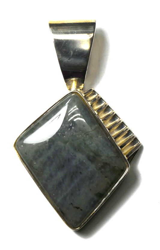 Sterling Silver Desert Rose Labradorite Pendant 55mm x 34mm