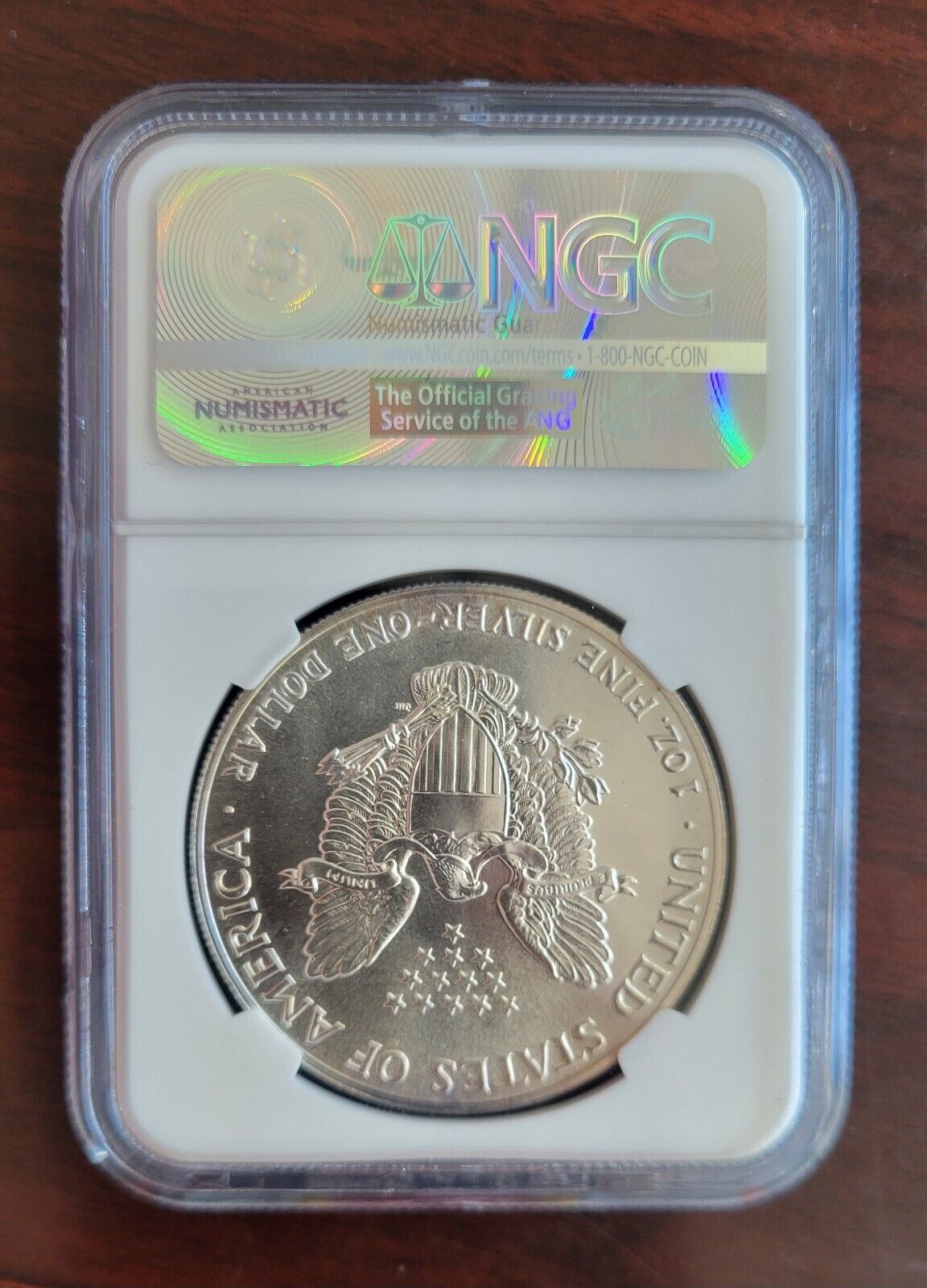 1986 $1 Silver Eagle NGC MS69 Dollar Brown Label Holder .999 Fine Silver 1oz.