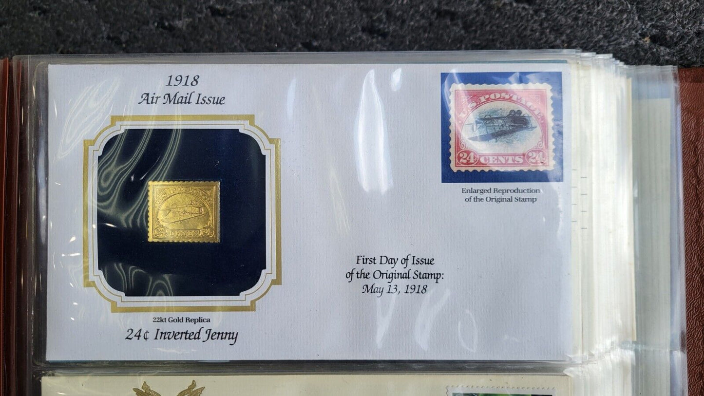 Golden Replicas of United States Stamps Album 22k Gold In Booklet 47pc.
