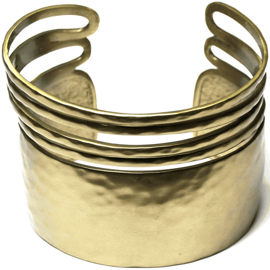 Brass Silpada 47mm Five Part Hammered Cuff Bracelet 7" Wrist
