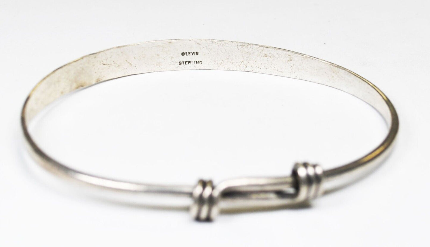 Sterling Silver Ed Levin Signature Adjustable Bangle Bracelet 7mm