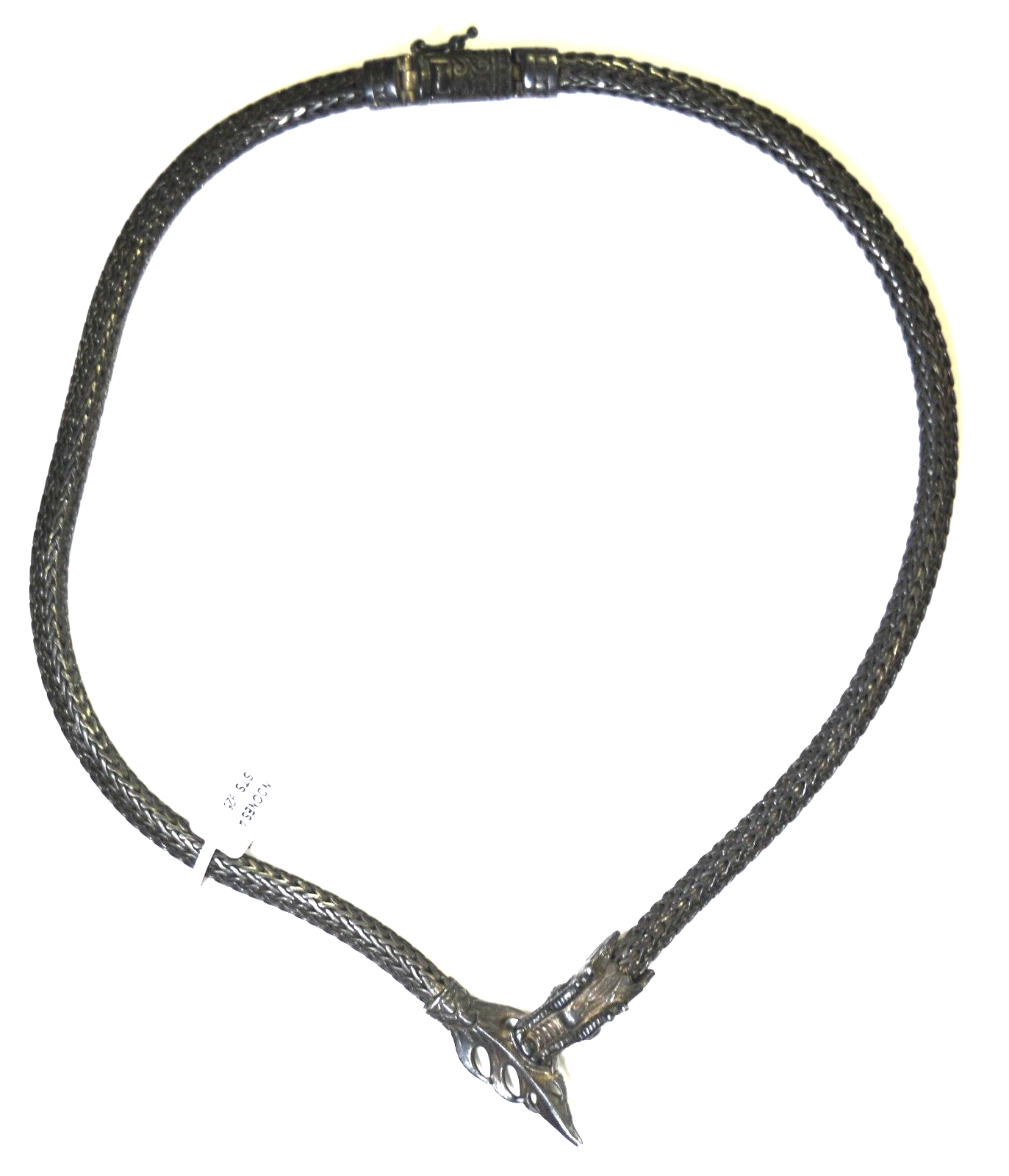 Sterling Silver 6mm Wheat Link Dragon Biting Tail Ouroboros Necklace 19"