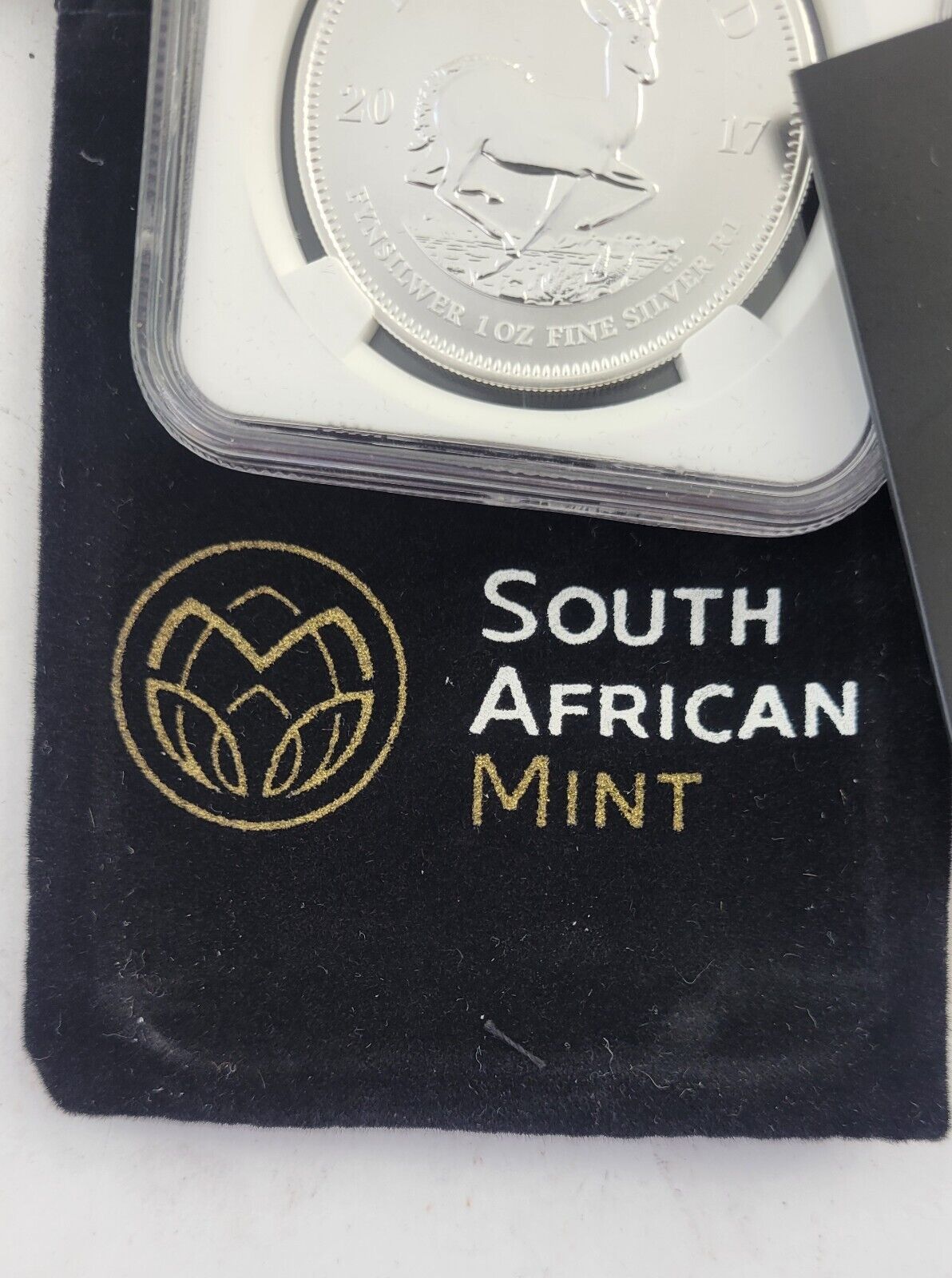 2017 South African 50th Anniversary SP 69 NGC 1oz. .999 Fine Silver w/Bag & COA