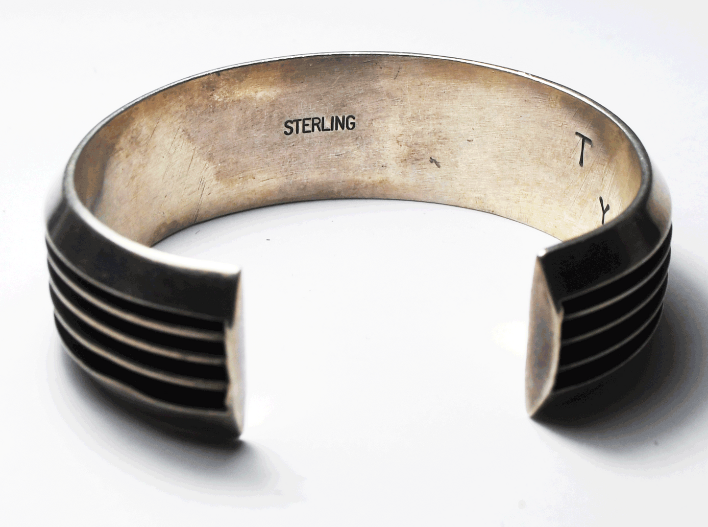 Sterling Silver TY Yazzie Striped Cuff 19mm Bracelet 6-1/2" Wrist