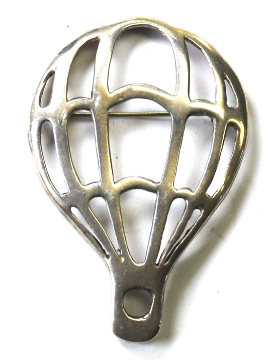 Sterling Silver Glenn Sandoval Hot Air Balloon Brooch Pin 59mm x 35mm