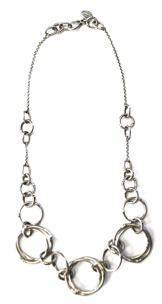 Sterling Silver John Hardy Round Bamboo 25mm Chain Necklace 17.5"