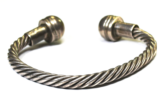 Sterling Silver Knob End Cable Bracelet 6mm 7" Wrist