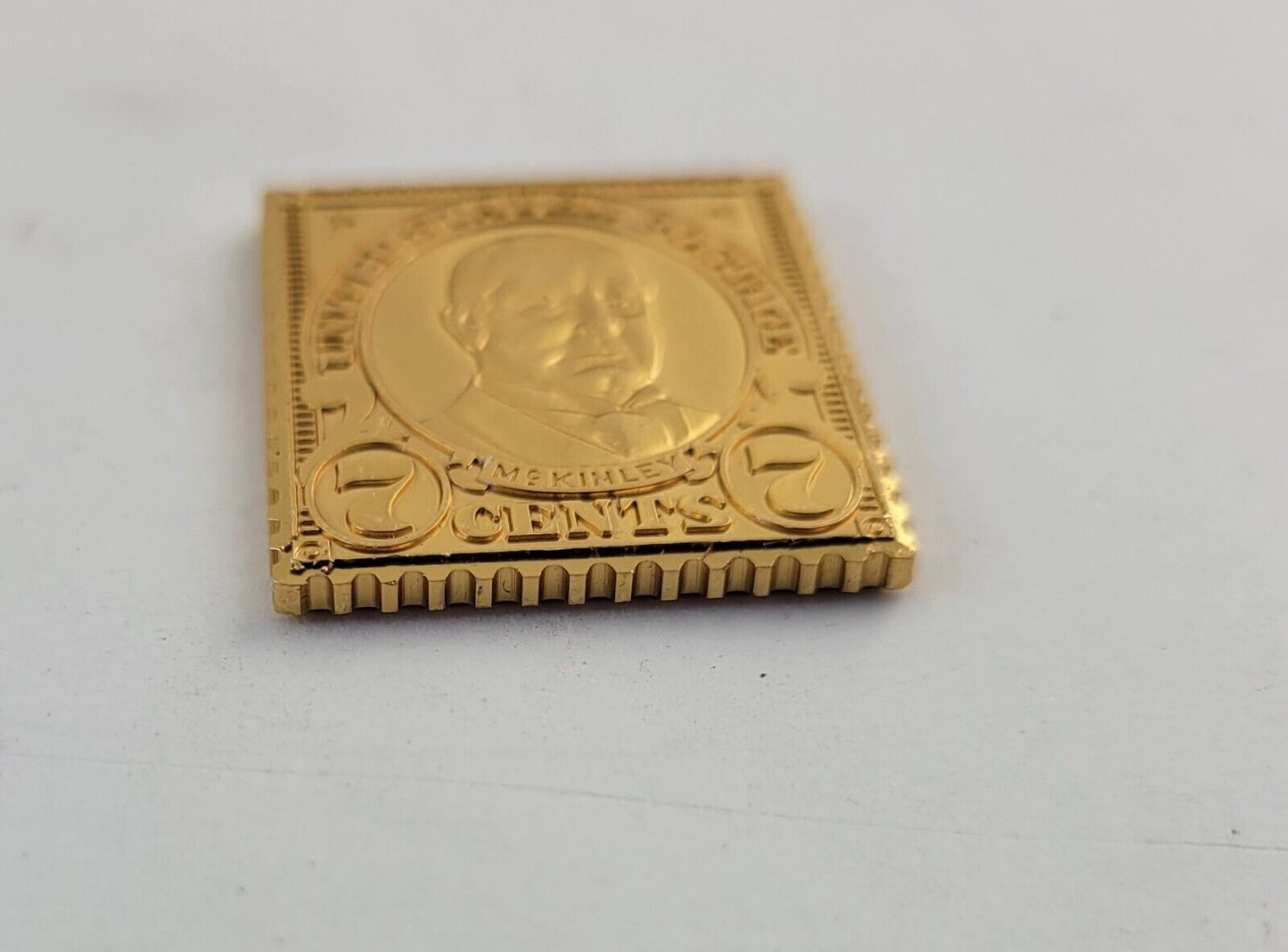 USPS United We Stand .999 Fine Silver Gold Plated Stamp William McKinley .35oz.