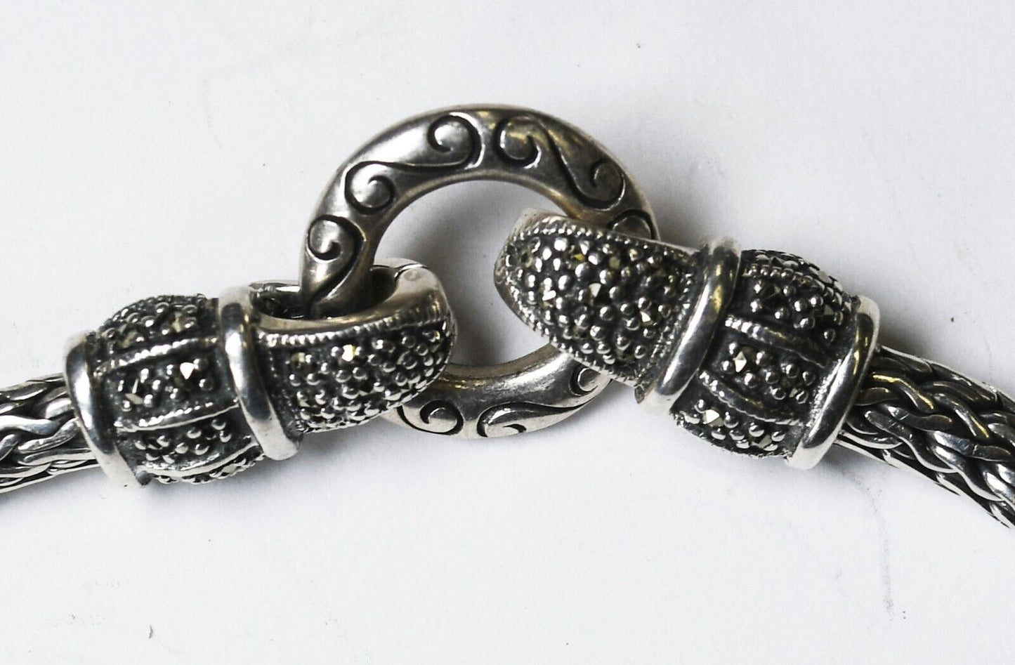 Sterling Silver CNA Round Beaded 5mm Wheat Chain Necklace 18" Double Clasp