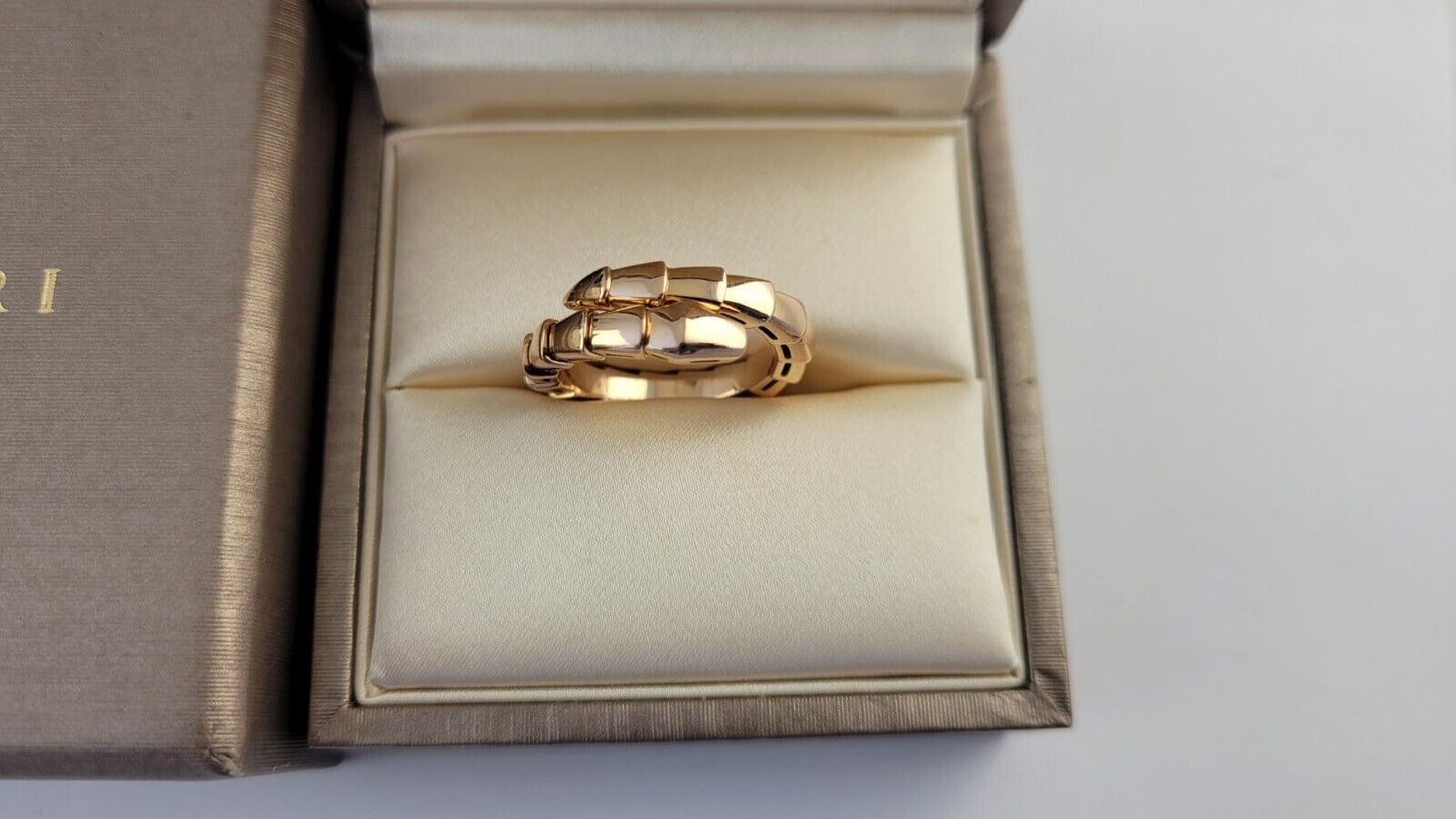 BVLGARI Ring Serpenti Viper US7-7.75 L Engraved 18K 750 Yellow Gold Band