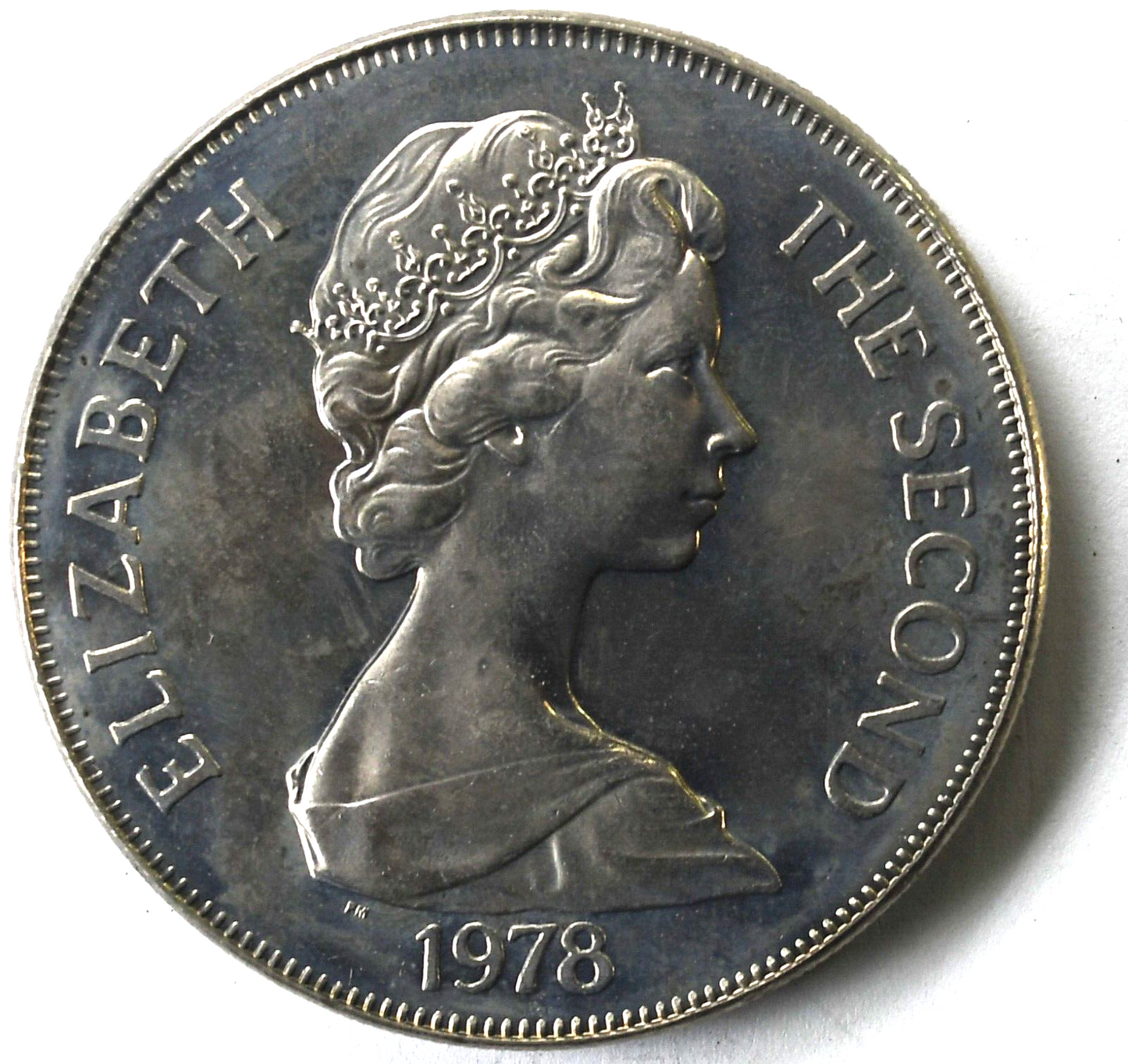 1978 Ascension One Crown 25 Pence Copper Nickel Coin KM# 1