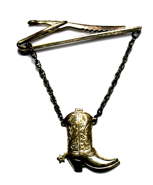 Sterling Silver Hickok Cowboy Boot Tie Clip Clasp Pilot