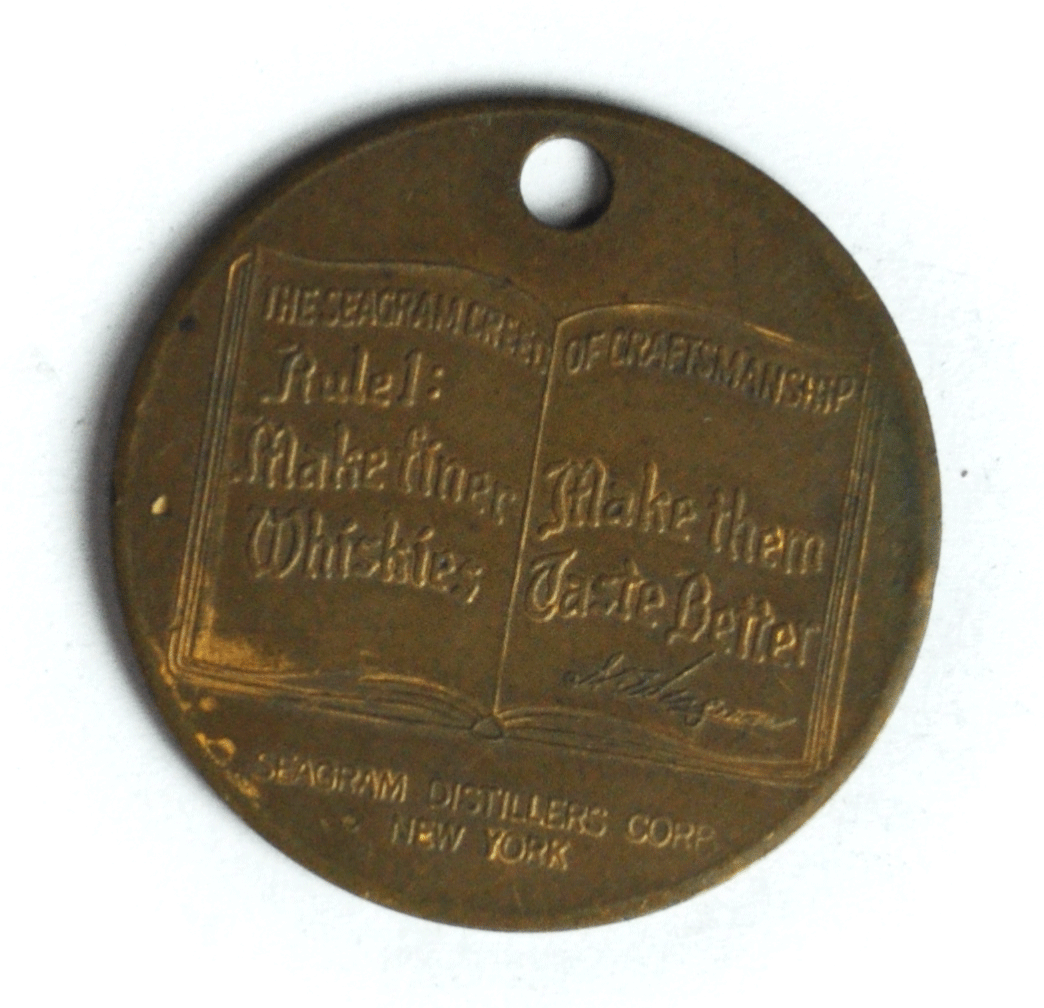 Seagram's Whiskey 80 Years of Leadership 34mm Pendant Token