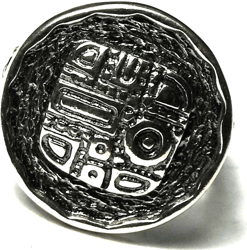 Sterling Silver R1531 Silpada Aztec Mosaic Disc Ring 20mm Size 6