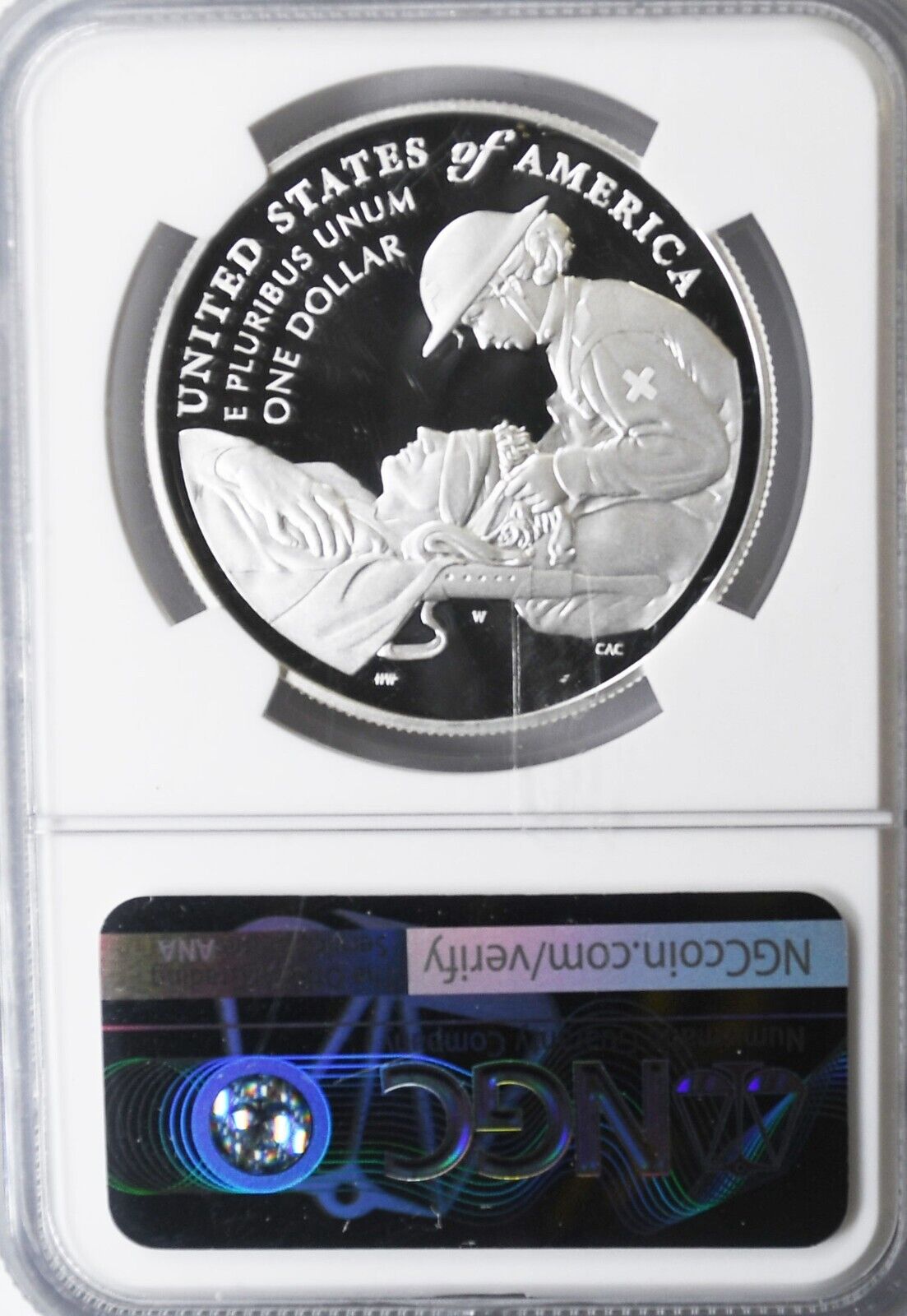 2022 W $1 Purple Heart Miles Standish Silver Colorized NGC PF70 UC FD