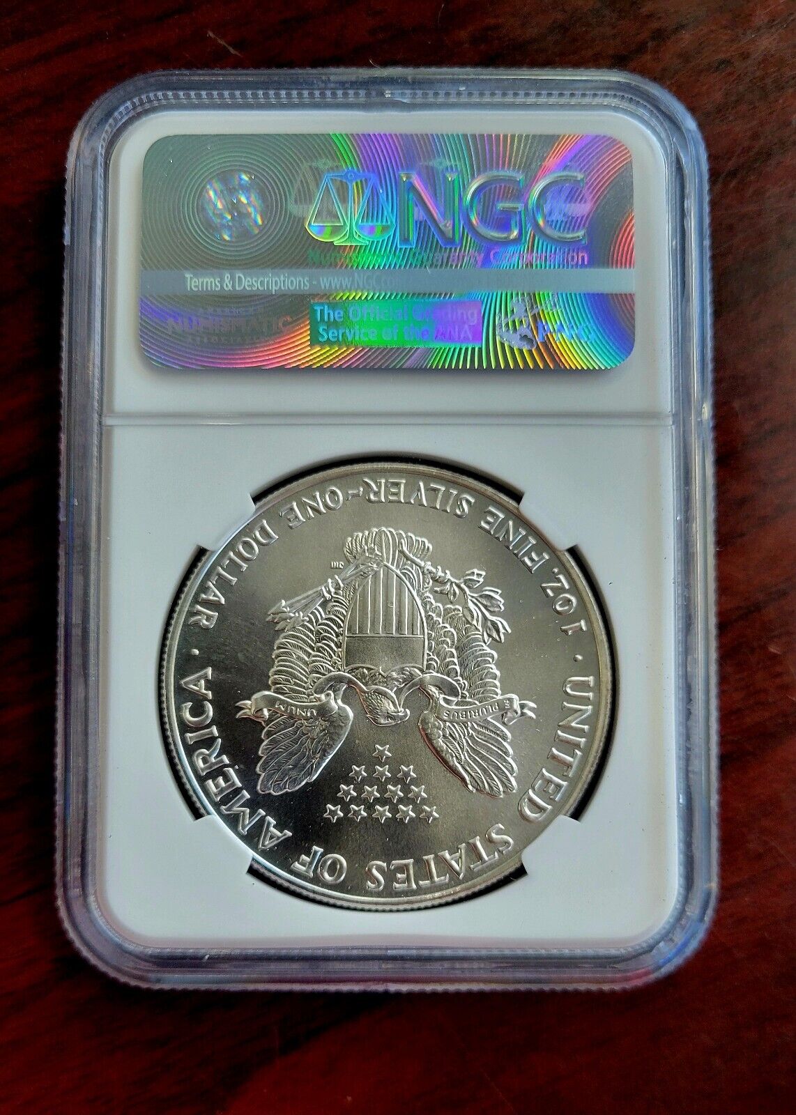 1990 $1 Silver Eagle NGC MS69 Dollar Brown Label Holder .999 Fine Silver 1oz.
