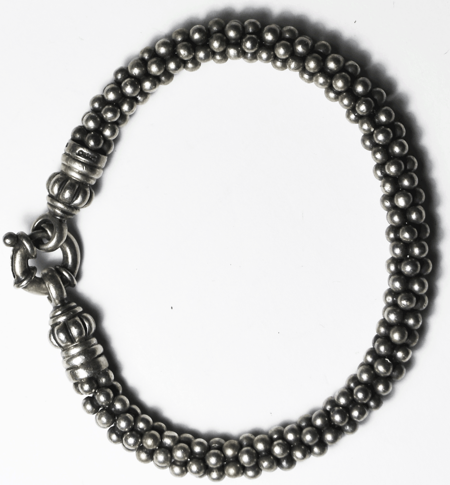 Sterling Silver Lagos Caviar 7mm Signature Beaded Molecule Dot Bracelet 7.5"