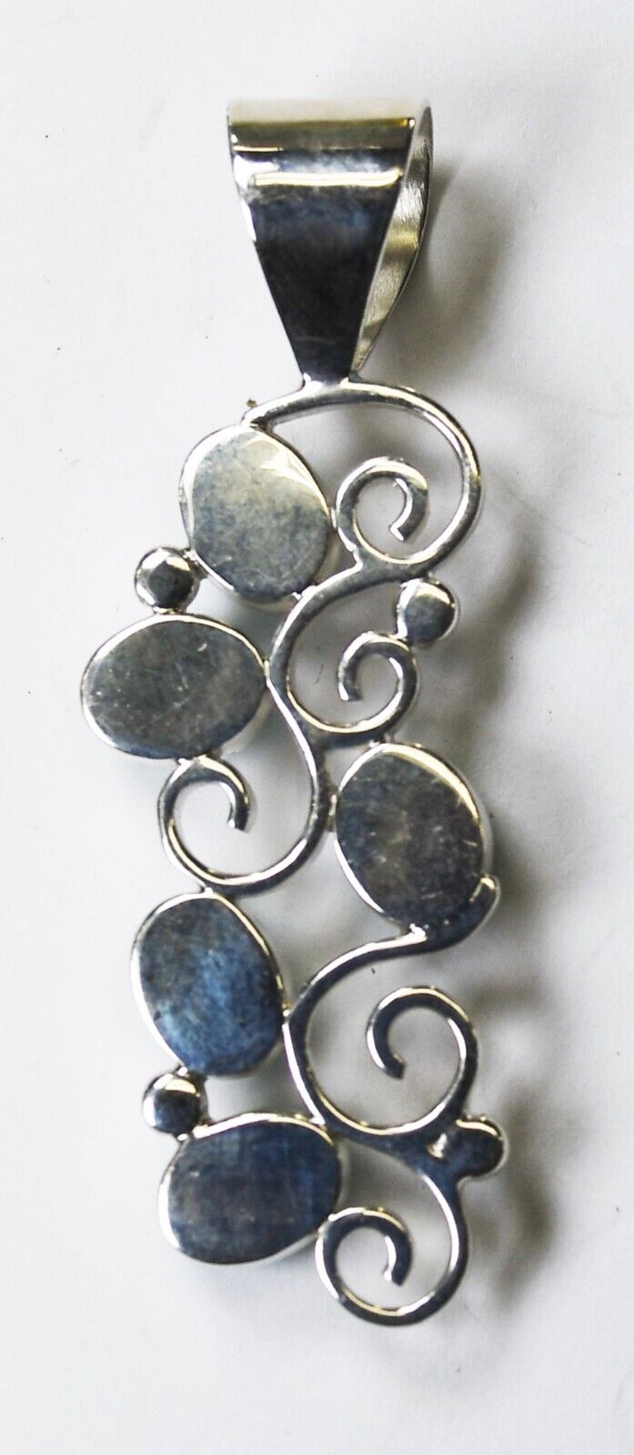 Sterling Silver Desert Rose Turquoise Vine Scroll Pendant 55mm x 20mm