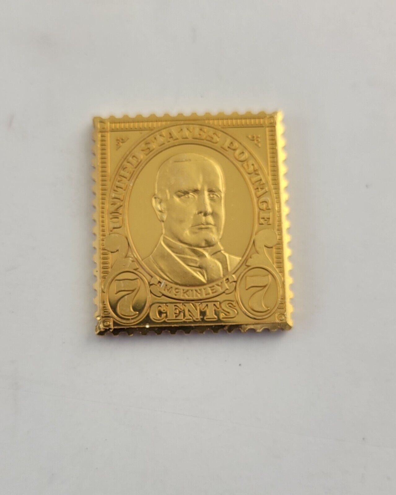 USPS United We Stand .999 Fine Silver Gold Plated Stamp William McKinley .35oz.