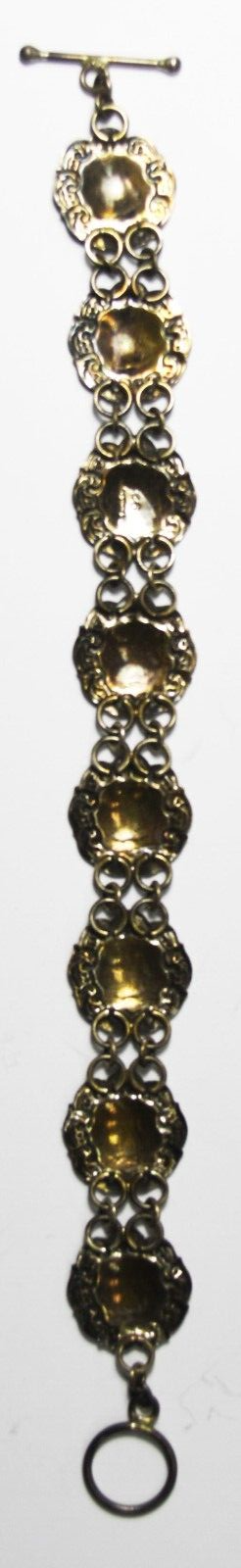 Sterling Silver Round Disc 16mm Chain Toggle Bracelet 7.5"