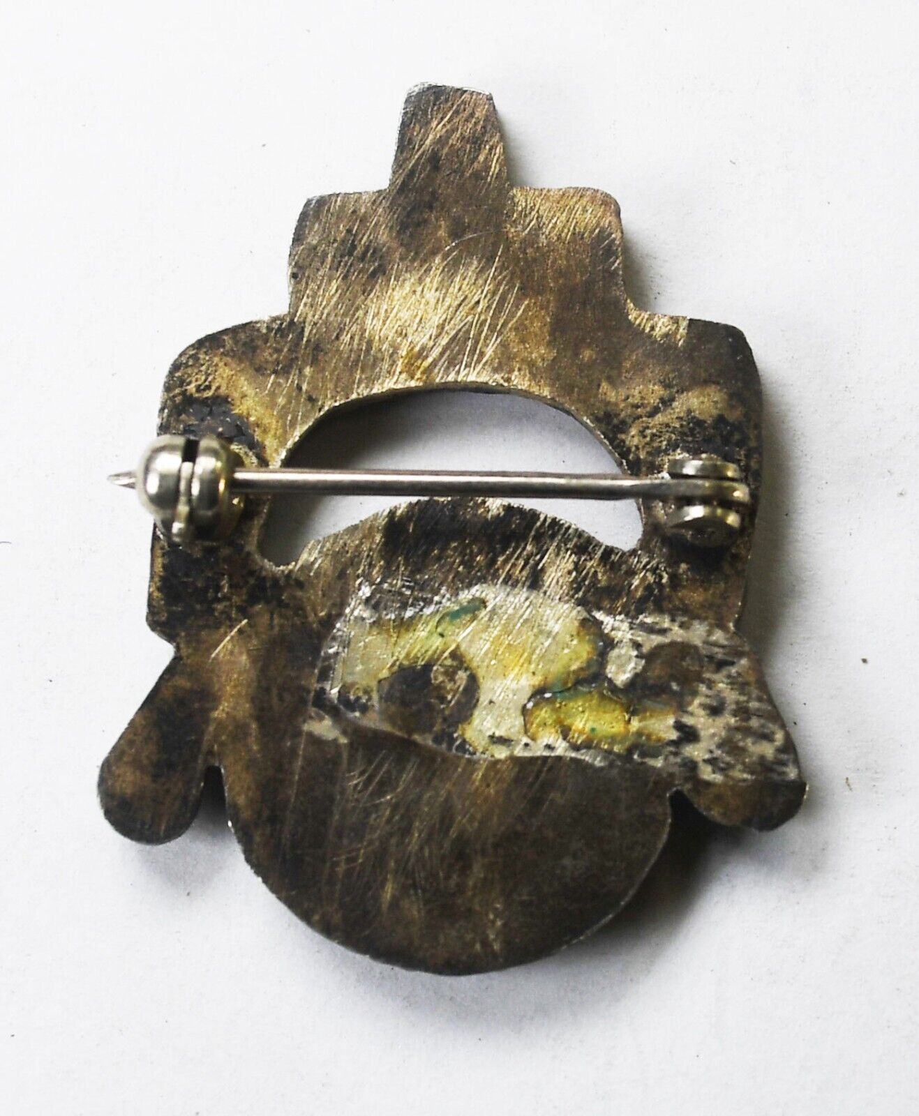 Sterling Silver Inlay Kachina Sun God Face Brooch Pin 34mm x 26mm