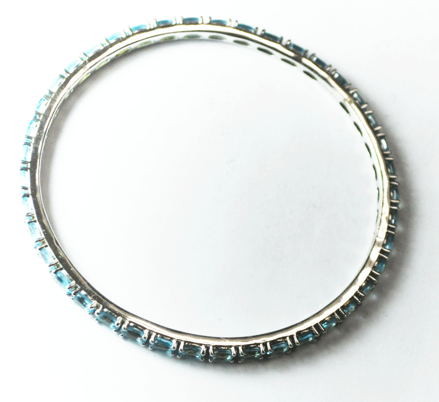 Sterling SJM Round Bangle Bracelet Oval Topaz Eternity 3.5mm 2-5/8" Diameter