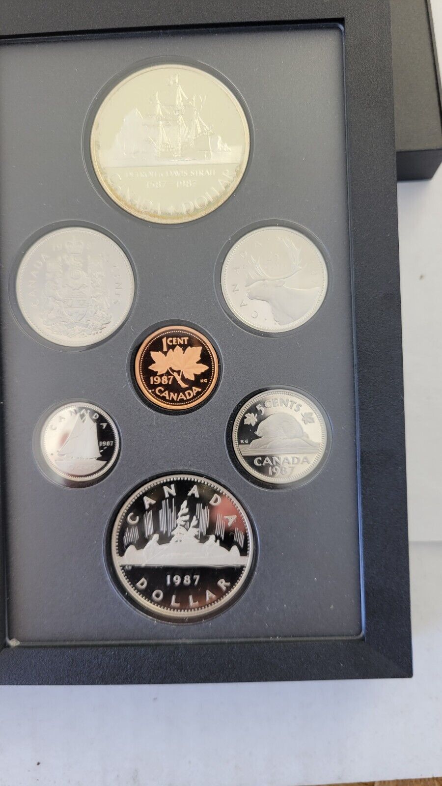 1987 Canada Proof Set 7 Coin Detroit de Davis Strait Canadian w/Box & COA
