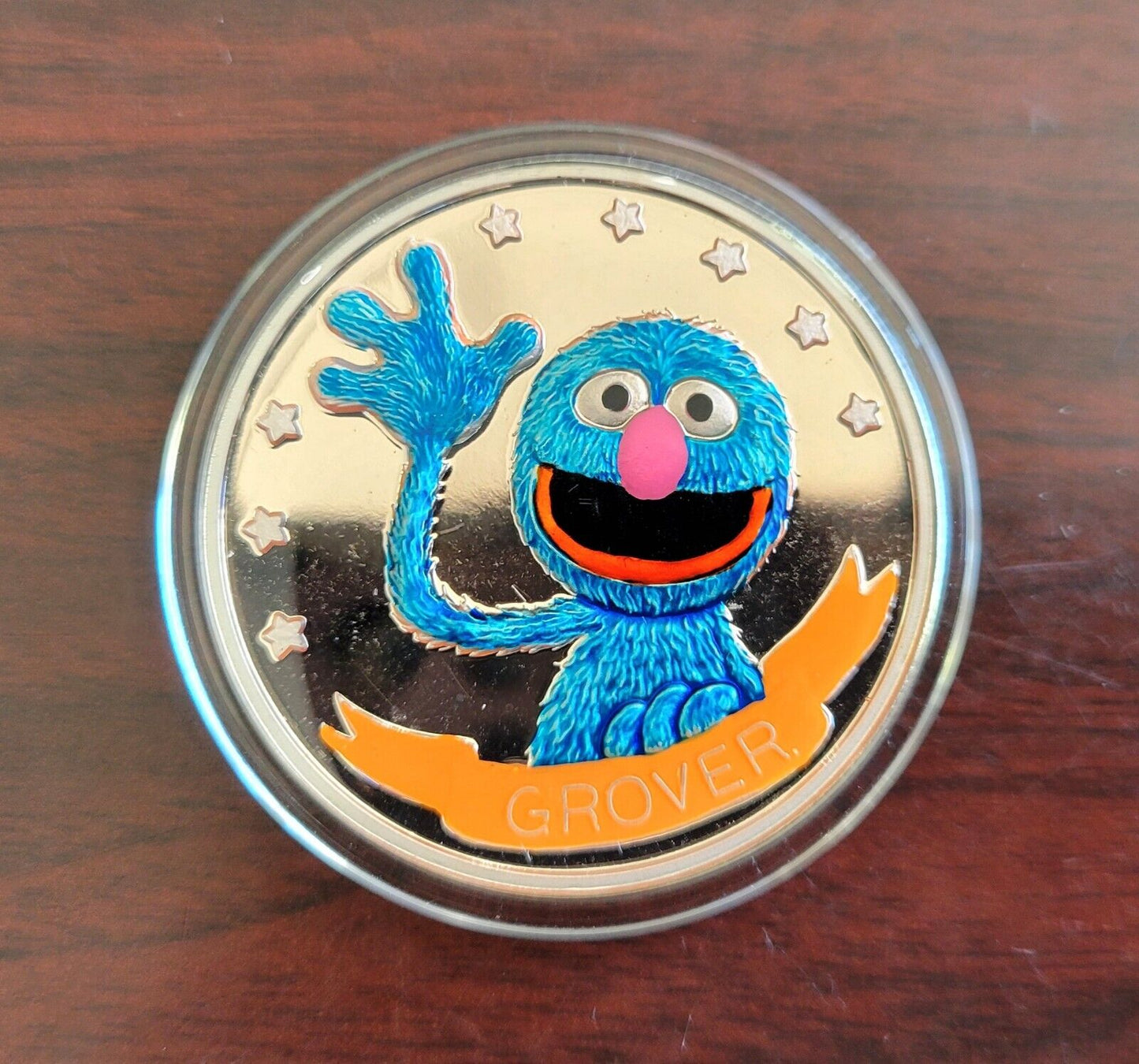 Grover Sesame Street 20th Anniversary Enameled 1oz. Silver Round .999 Fine
