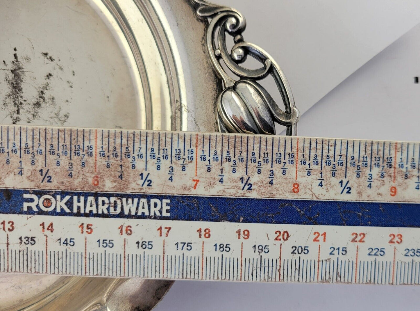 Blossom by Webster Sterling Silver 8" Wide Dish Tray Georg Jensen Style 6.1oz.