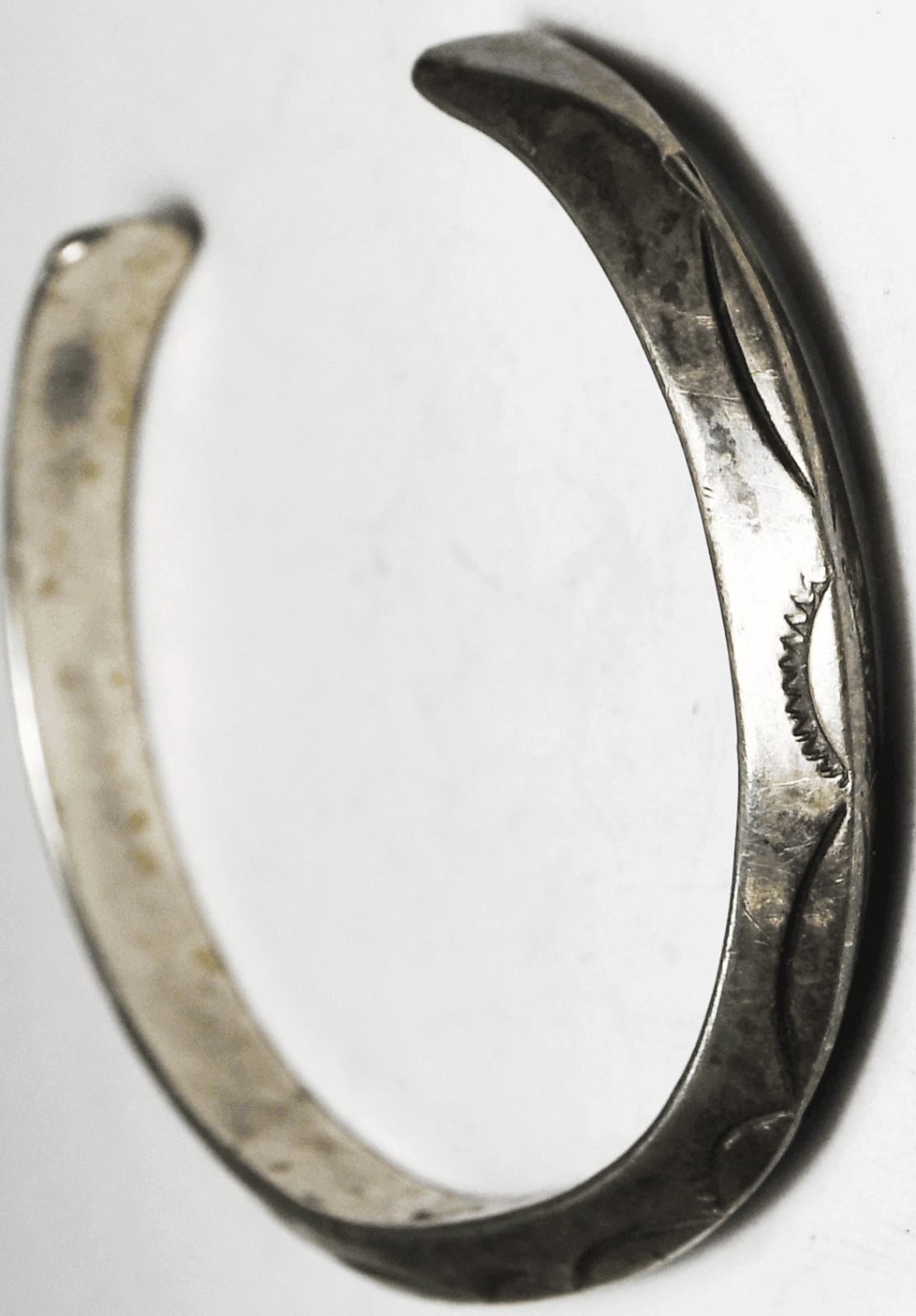 Sterling Silver N Stamped Rays 5mm Triangular Bar Cuff Bracelet 6-3/4" Wrist