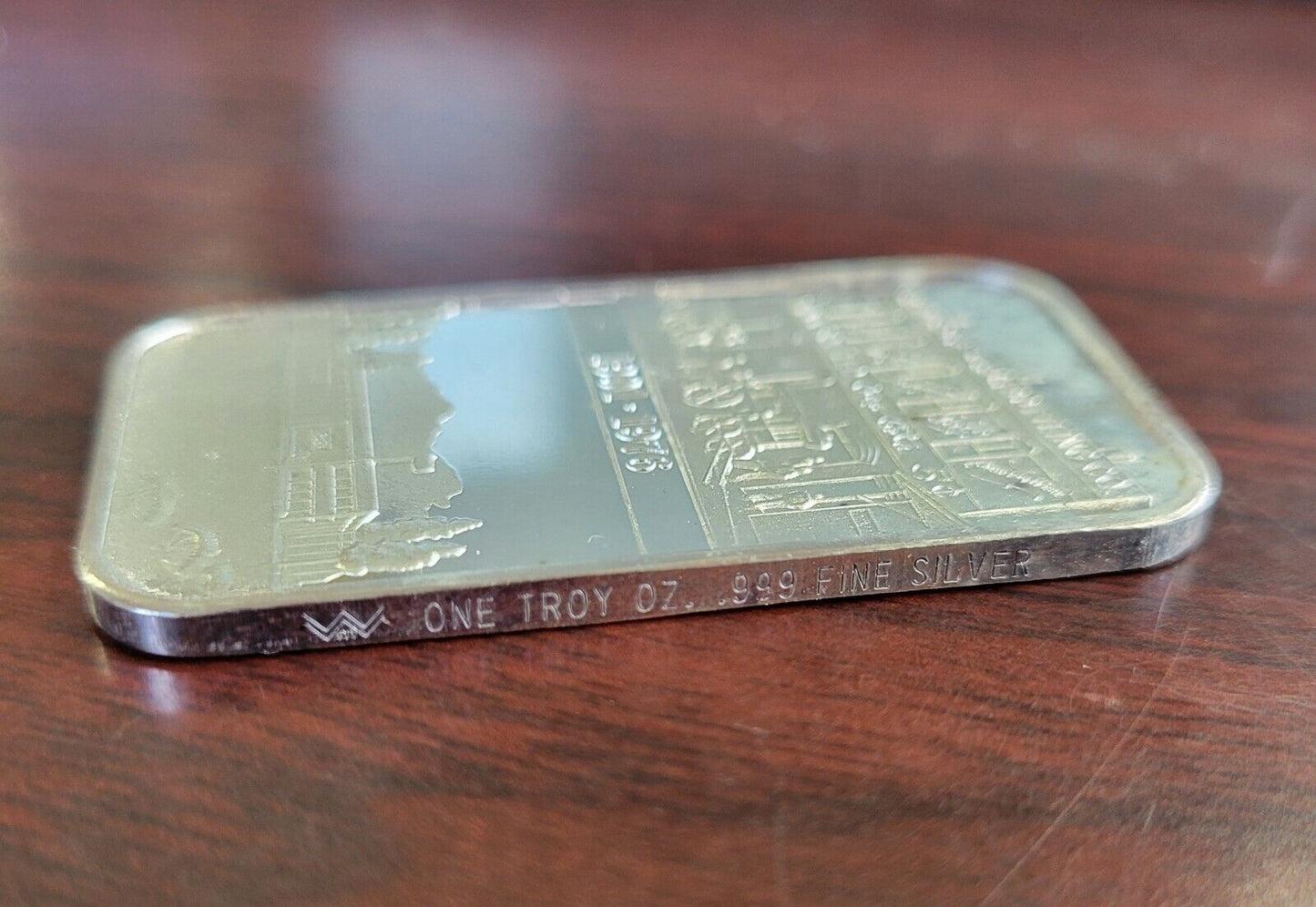 1976 Coca Cola 75th Anniversary Columbus Georgia .999 Fine Silver Art Bar 1oz.