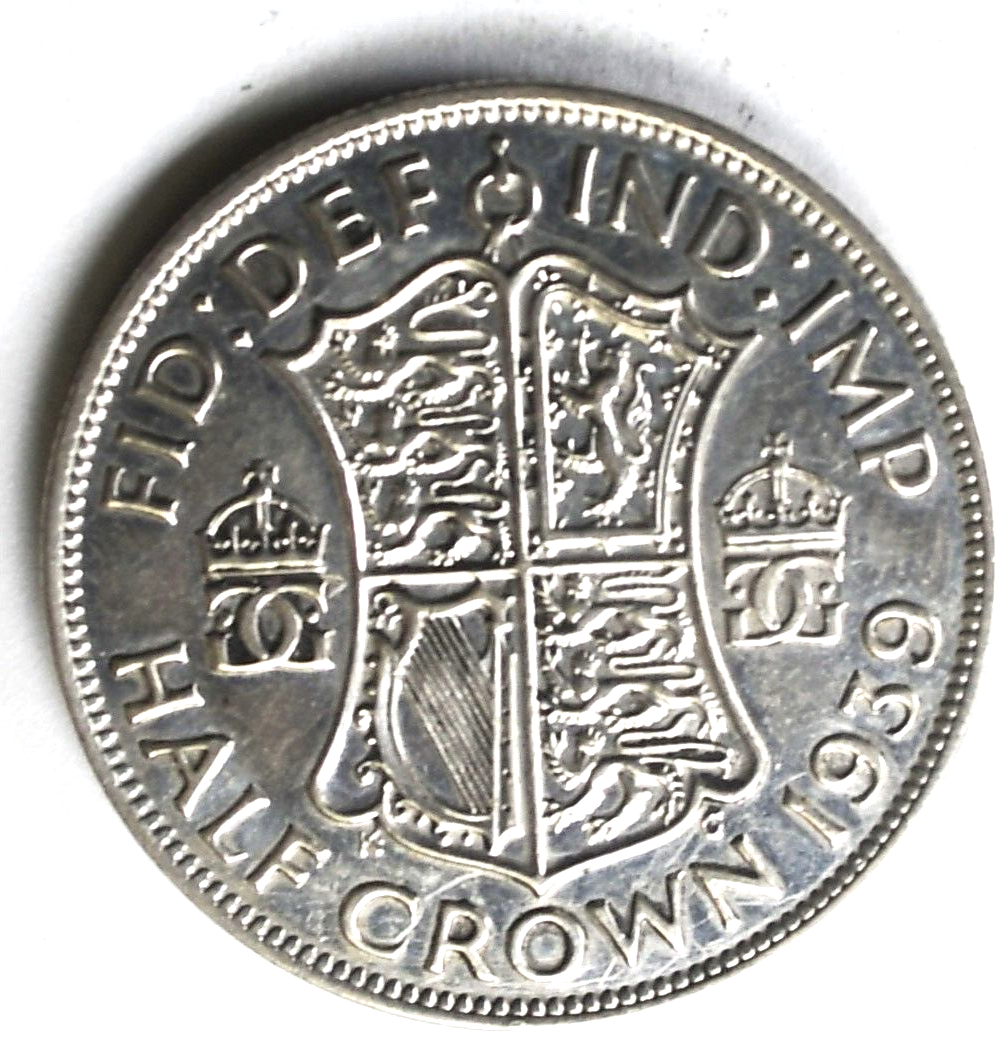 1939 Great Britain Half 1/2 Crown KM# 856 Silver Coin
