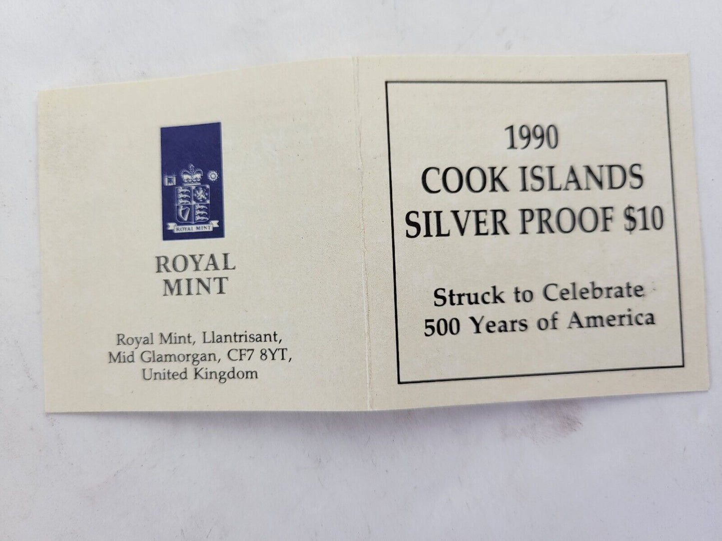 1990 Cook Islands Christopher Columbus Dollars Silver Proof Coin w/Box