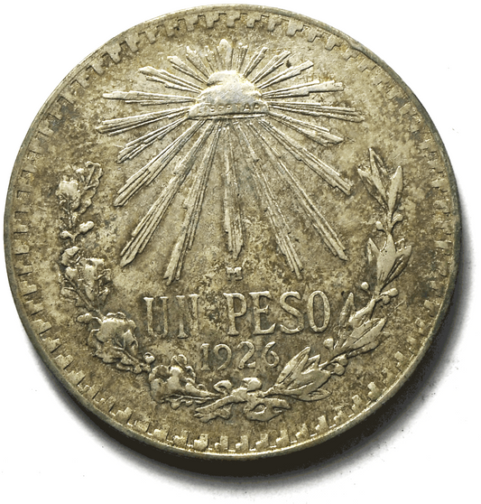 1926 Mexico Silver One Peso Coin KM#455