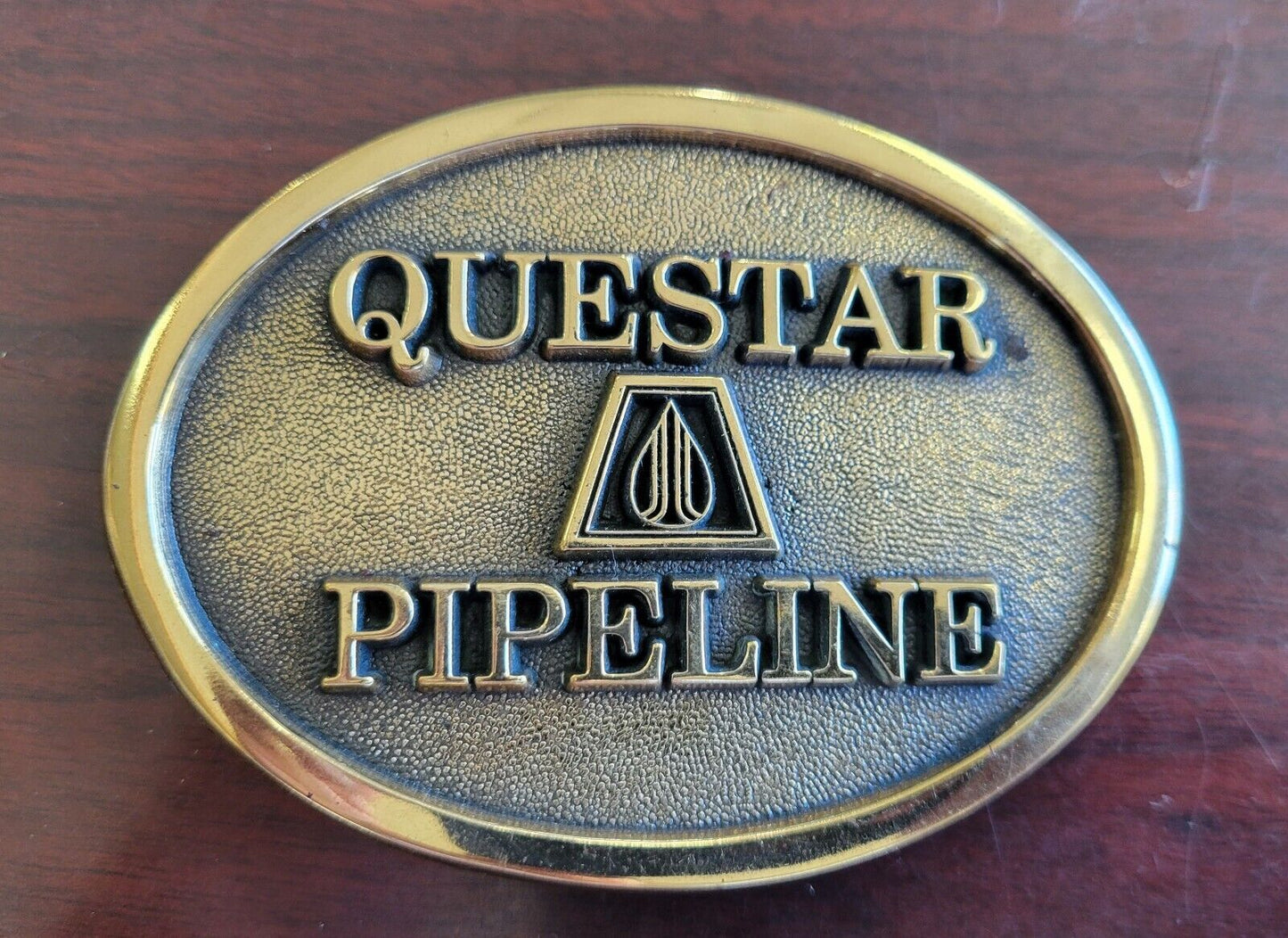 Questar Pipeline Belt Buckle Solid Brass 6 Year Safety Award Pacific Brass