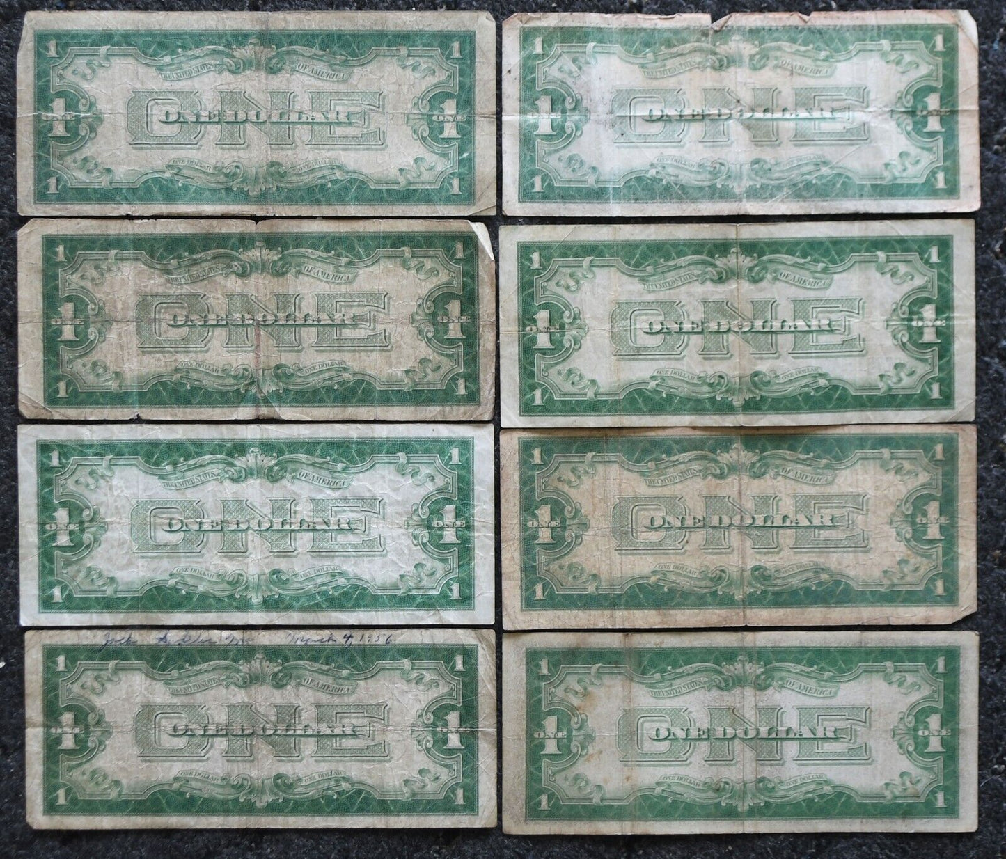 8-  1934 $1 One Dollar Silver Certificate Blue Seal Notes Funny Backs