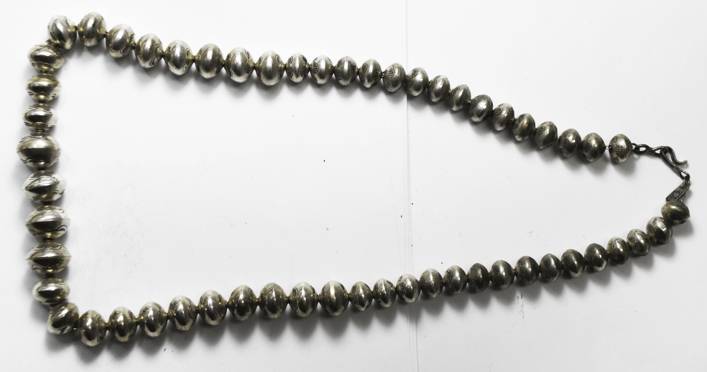 Sterling Bead D&P Curley Navajo 11-16mm Pearls Graduated Necklace 24" 95g