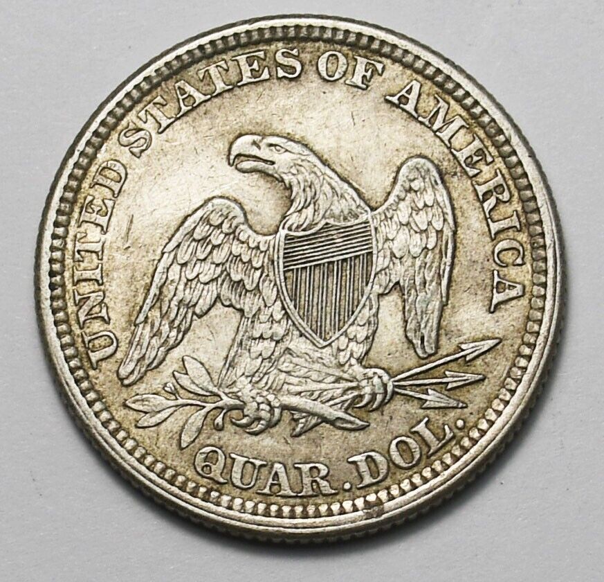 1861 25c Seated Liberty Silver Quarter Dollar Twenty Five Cents Philadelphia