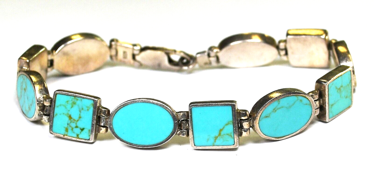 Sterling Silver Dyed Howlite Square Oval Bracelet 10mm 7.25"