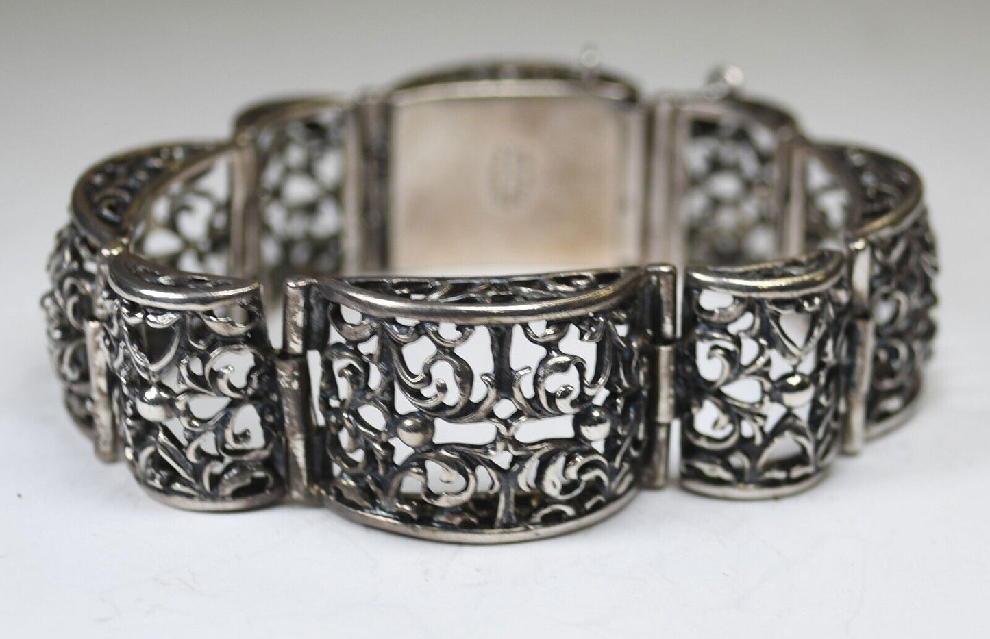 Sterling Danecraft Filigree Scroll Dot Bracelet 19mm 6.75" No Safety Chain