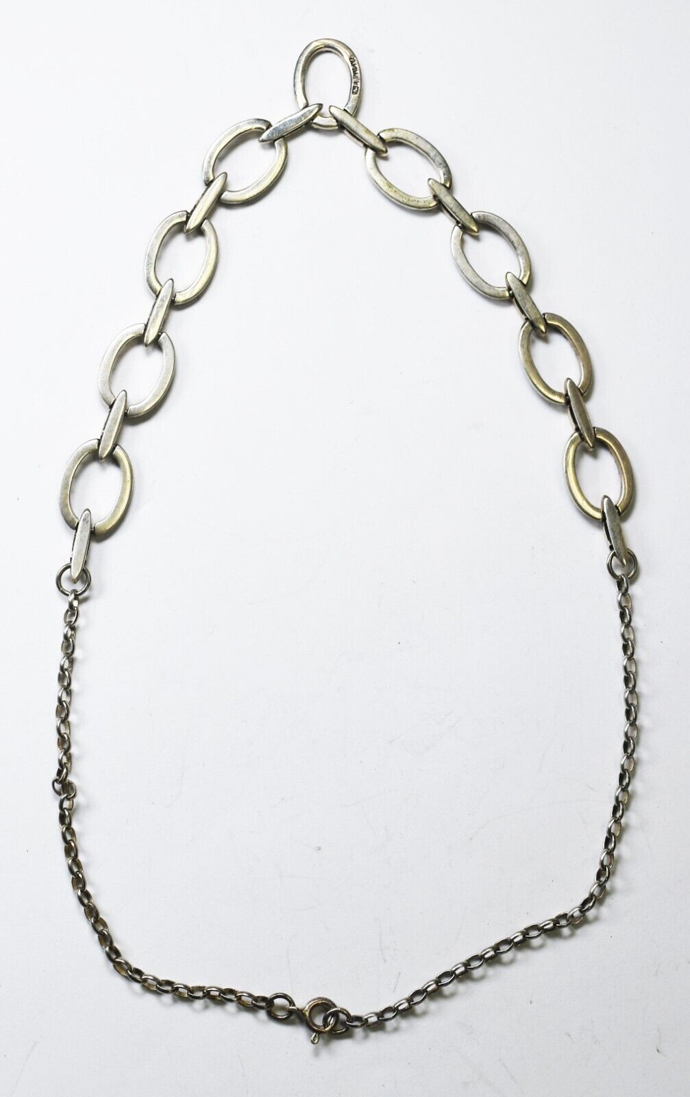 Sterling Silver 12x16mm Oval Link Marcasite Necklace 16"